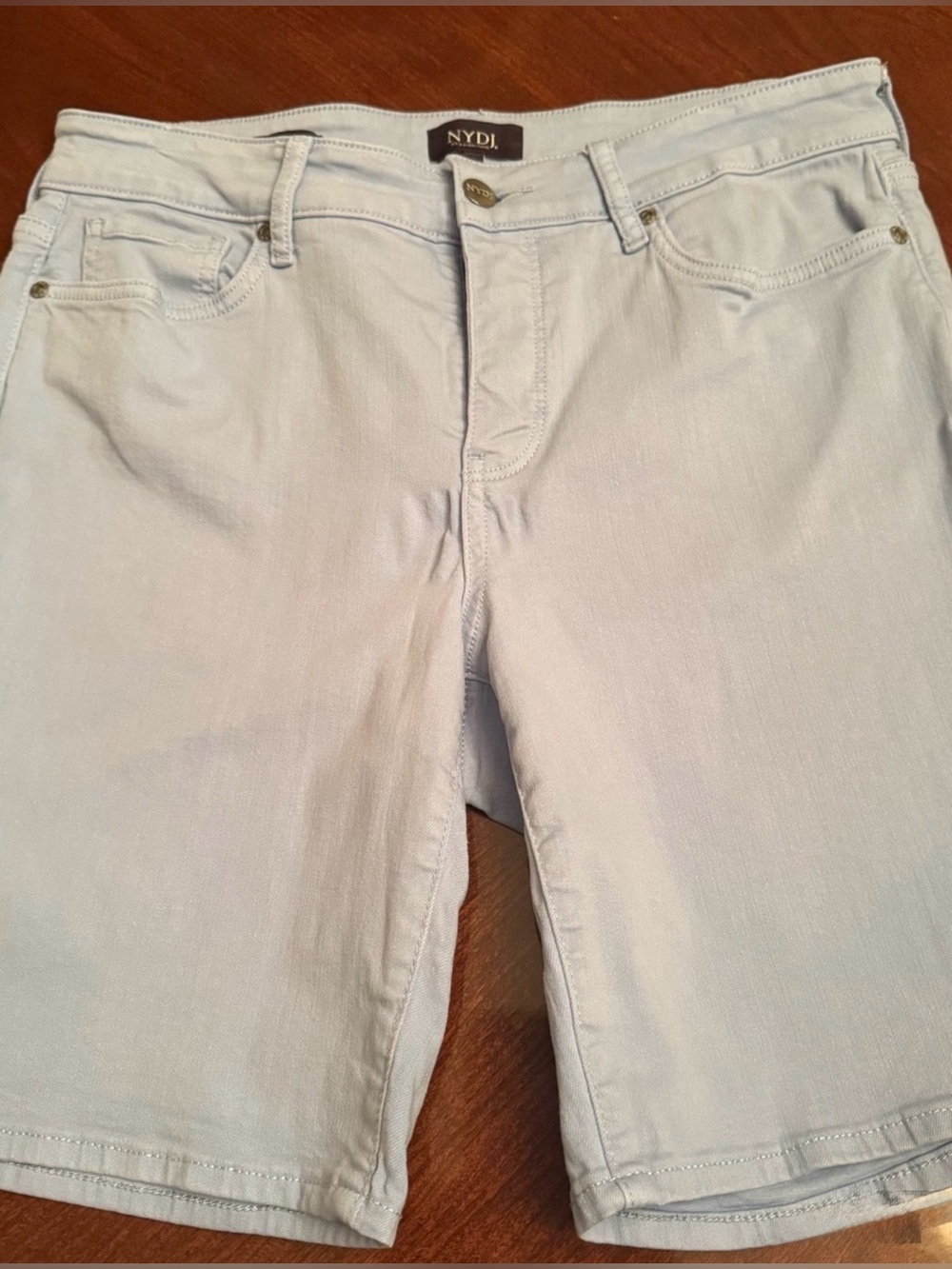 NYDJ Shorts Ella Side Slit Light Blue Denim Bermuda Shorts Size 8